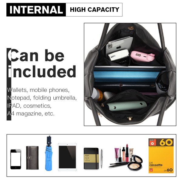 LB1951-MISS LULU GROSSE EIMERTASCHE DUNKELGRAU